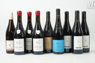 six bottles of wine are lined up in a row