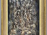 une image d'un tableau représentant un groupe de personnes dans une forêt