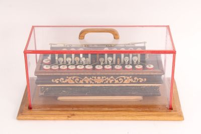 accordéon diatonique primaire, la caisse marquetée, estampil…