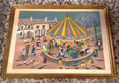 LA GIRAUDIERE « Manège » lithographie 75 X 57cm