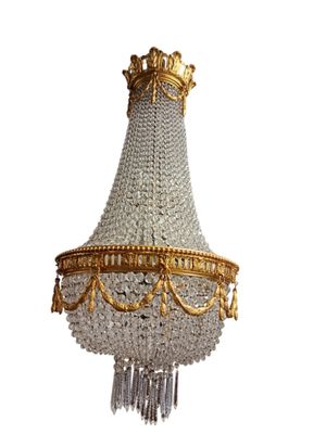 a close up of a chandelier hanging from a ceiling