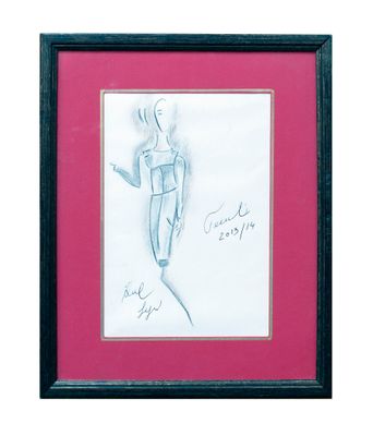 dessin représentant une femme en robe, une cigarette dans une main et une autre cigarette dans l'autre main