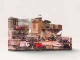 a picture of a picture of a city with cars on it