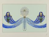 an image of a picture of a woman with blue wings