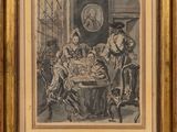 une vieille photo d'un groupe de personnes assises autour d'une table