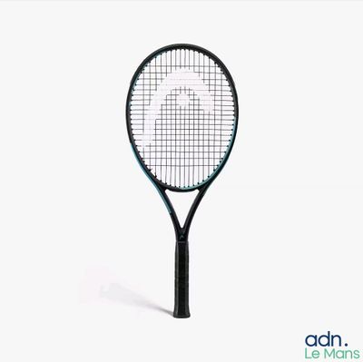 une raquette de tennis sur laquelle est représenté un homme
