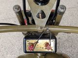 a close up of a motor scooter on the ground
