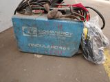 a blue box with a bunch of hoses on top of it