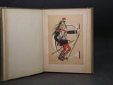 an open book with a picture of a soldier holding a sword