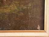 an image of a painting of a man and a dog in a field