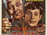 une affiche du film « Monkey Winter » sur laquelle figurent deux hommes tenant des verres à vin
