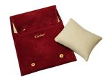 cartier red sued pouch with pillow