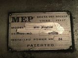 a metal sign that says mep on the side of a building