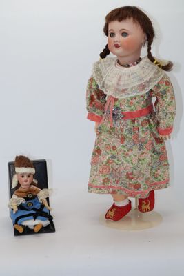 Poupée Ancienne En Biscuit 46 Cm - Yeux En Verre Marron - Début 1900