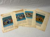 three old books with pictures of people and animals on them