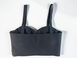 an image of a black bra top on a white background