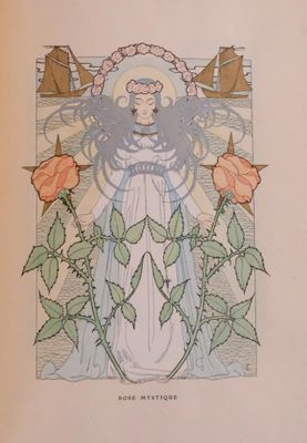 une image représentant un livre sur lequel figure une femme entourée de fleurs