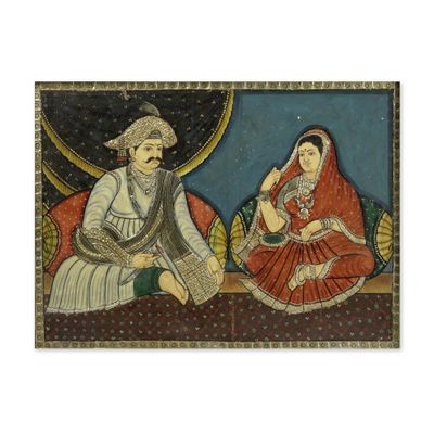 une image représentant un tableau où l'on voit un homme et une femme assis sur un canapé