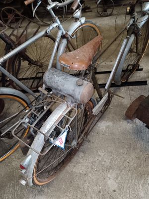 a bike that is parked in a garage