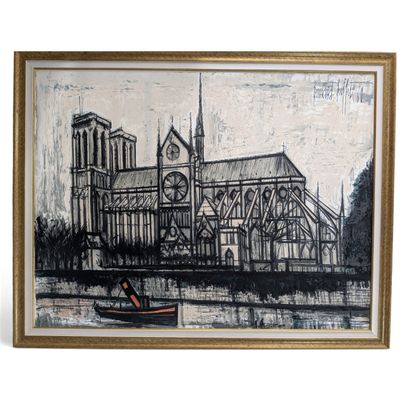 une image représentant un dessin d'un bateau devant une cathédrale