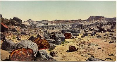 une photo d'une vieille carte postale représentant une région rocheuse