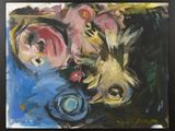 une peinture de fleurs dans un vase sur une table