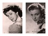 two black and white photos of a woman with a fur coat