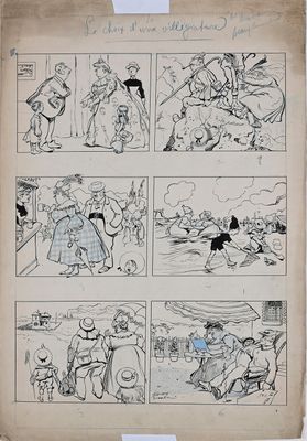 une vieille bande dessinée représentant un groupe de personnes