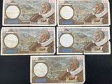 six different bank notes with a picture of a man and a woman