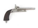 an old gun with a wooden handle on a white background
