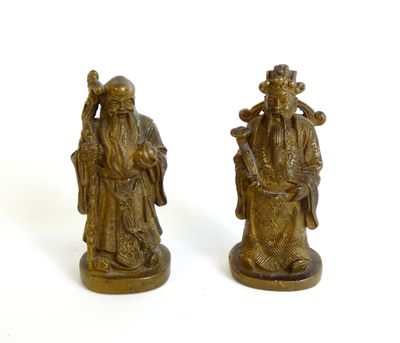 Deux dignitaires chinois en bronze.