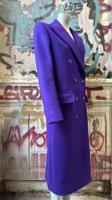 Manteau croisé T.38 A.VAUTHIER Drap de Laine Violet Neuf avec étiquett - Photo 1