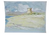 an image of a painting of a castle on top of a hill