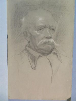 a drawing of a man with a mustache and a shirt