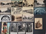 many pictures of old buildings and buildings on the wall