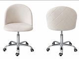 two white chairs with wheels on a white background with a white background