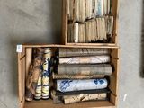 a wooden box filled with books and a pair of shoes