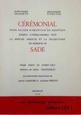 an image of a menu for a ceremony with a red ribbon