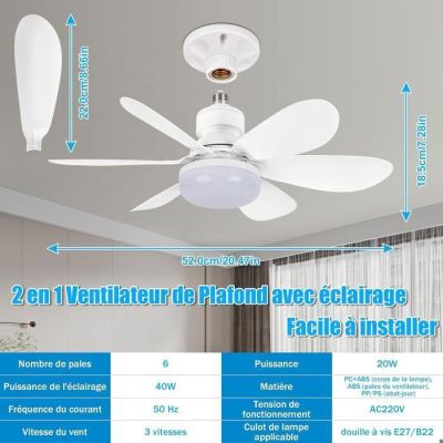 schéma d'un ventilateur de plafond à trois pales équipé d'une télécommande