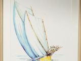 a picture of a painting of a sailboat in the water