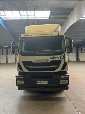 a truck that is parked inside of a building