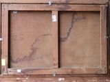 a picture of an old wooden window with some paint on it