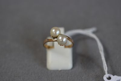 Bague monture or avec deux perles de culture 2.85 gr - TDD 5…