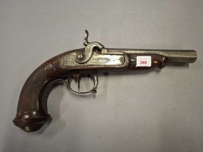 PISTOLET à percussion, platine signée LENOIRE AU BLANC. Cano…