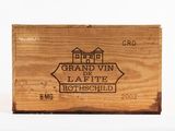 a wooden box that has a label on it
