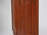 an image of a small corner cabinet with a marble top