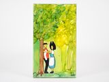 un tableau représentant une femme et un homme debout près d'un arbre