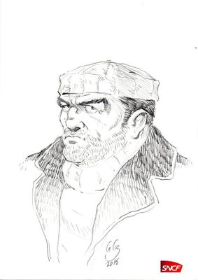Gilles Le Coz - "Marin au bonnet" - Dessin original sur feui…