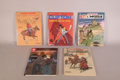 four children ' s books are lined up on a white surface