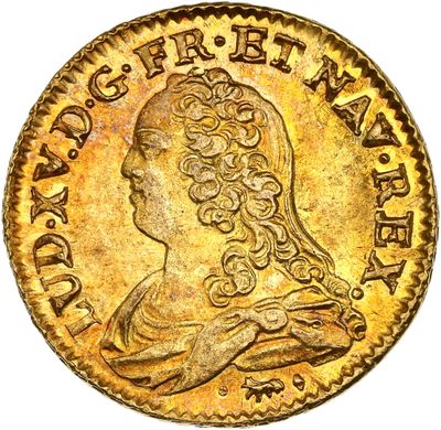 une pièce d'or représentant une femme de profil